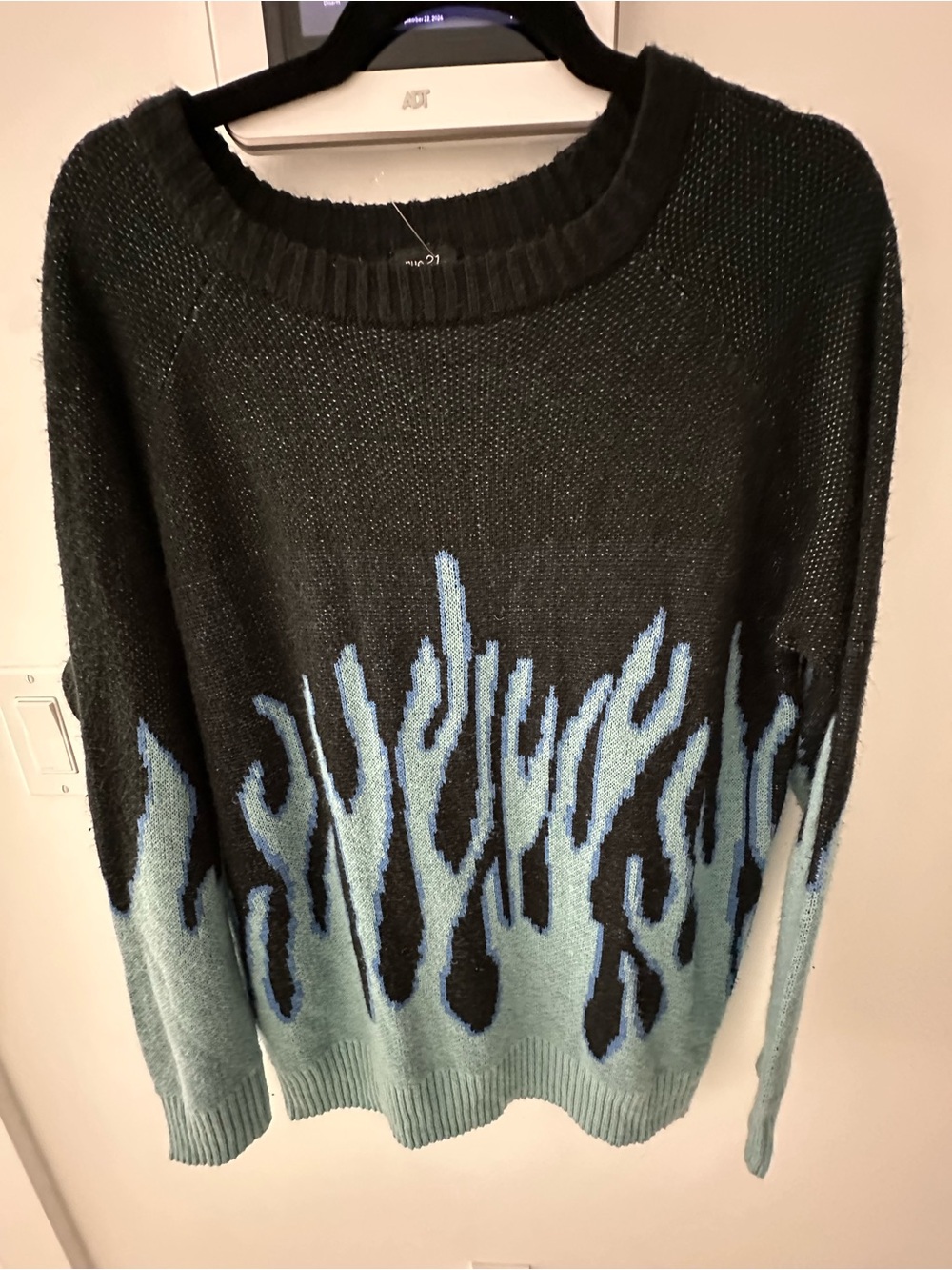 Rue21 Black and Light Blue Flame Crewneck Sweater set soft and light